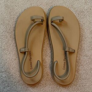 Emme Parsons Bari Pool Slide in Beige Nappa and Rubber
